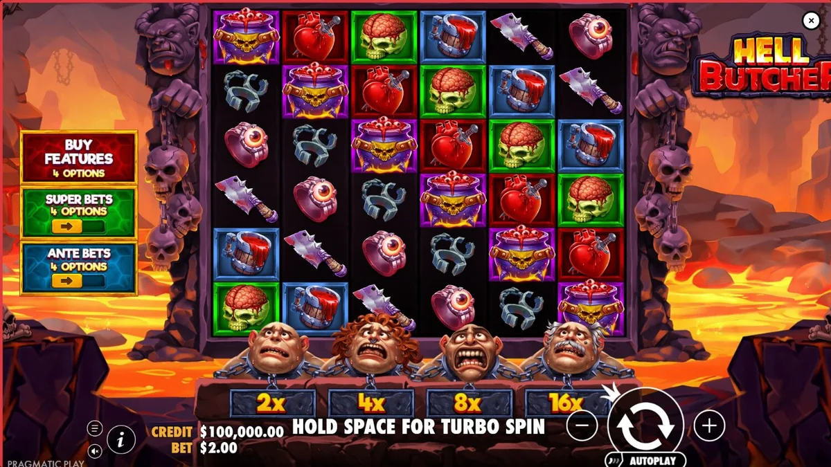 Tampilan visual slot Hell Butcher dengan tema horor