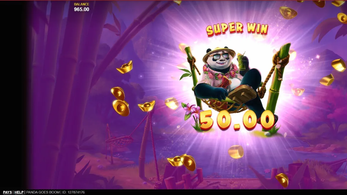 Panda Goes Boom slot dengan tema panda tropis dan fitur respin