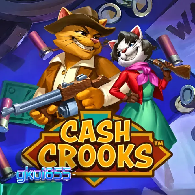 Karakter kucing Betty dan Clyve dalam slot Cash Crooks